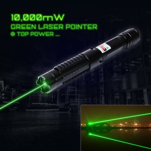 10000mW 532nm Beam Light 5-in-1 Green Laser Pointer Pen Kit Black