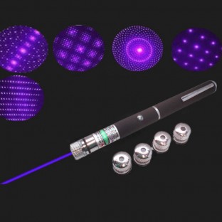 5 in 1 Middle Open 405nm Violet Laser Pointer Kaleidoscopic Pen 5mW - 200mW