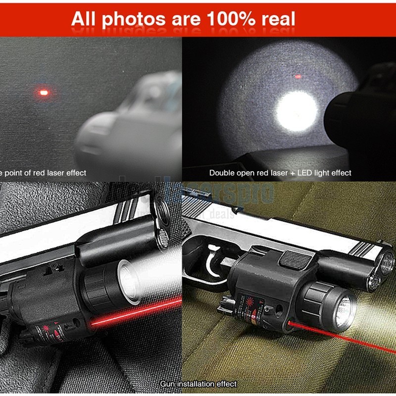300LM Flashlight R/G laser sight rail mount 4 Gun Rifle Hunting Combo CREE LED